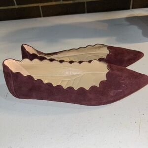 Adrienne Vittadini Burgundy Scalloped Flats